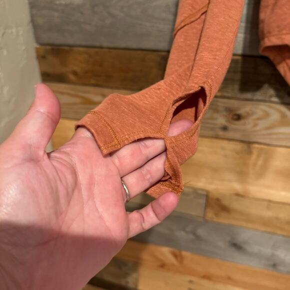 FP Movement Free People Affinity Technolinen Back Cut Out Long Sleeve Tee Orange - Picture 9 of 13